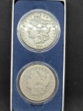 Morgan silver dollar 1884 2 coin box set troy oz collector coins