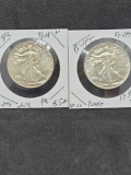 2 walking liberty half Gem BU Frosty blazing beauty MS++++