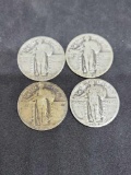 Standing liberty quarter lot of 4 full dates 90% silver coins