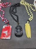 3 stone necklaces Persia god, horse, grasshopper