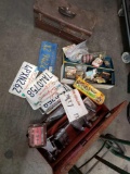 The Zyliss vice License plates random tools and old metal toolbox