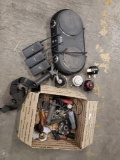 Old Fishing reels Hot plate Random parts Walkie Talkies not tested