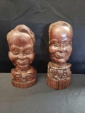Carved wood Busts