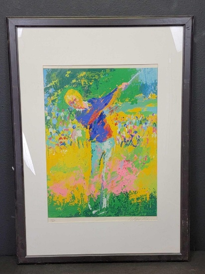 Leroy Neiman Nicklaus signed lithograph Framed 129/300 'The Golfer' 31in Wide x 43in Tall