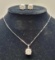 Matching 1ct Sterling Silver Diamond Earrings & Necklace