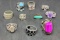 Silver ring lot 10 rings with different stones