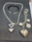 Deco jewelry heart pendant necklace and beautiful bracelet