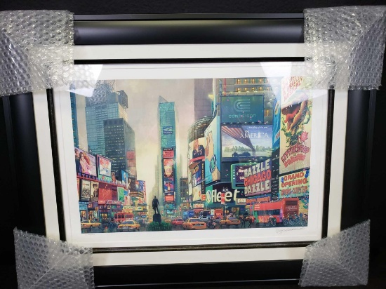 2014 Alexander Chen. Times Square South Seriolithograph color on paper. COA & Appraisal. Signed