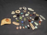 Mixed lot of Geodes Stones Abalone Glass pieces Volterra Alabaster Swivel top Heart