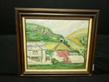 1964 J Mulcahy Framed Oil Painting Harpers Ferry Historic High Street Signed