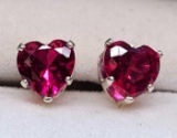 2ct heart cut Ruby silver Earrings