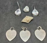 Silver lot of earrings heart pendant