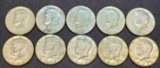 1967 Kennedy silver halfs 10 coins 40% silver
