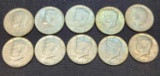 Lot of silver Kennedy half dollar 10 coins 90% silver
