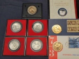 American Revolution Bicentennial Commemorative Silver Medal, Pewter Medals, First Day Covers