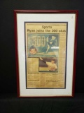 The Orange county Register Ryan Joins the 300 Club. Framed Newspaper article 20 1/2 ... 30 in