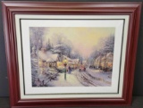 Thomas Kinkade 'Small Christmas Village' 4341/4850 Signed Framed Numbered Lithograph Artwork