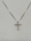 14kt white gold and diamond cross necklace