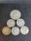 Silver coin lot 5 dimes & one quarter 4 nice better mercuries 90%