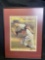 Maury Wallis signed framed art w/CoA vintage baseball