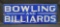 Bowling & Billiards Porcelain Sign 11in Wide