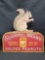 Vintage Squirrel Brand Salted Peanuts Paper Sign 11in Tall