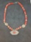 Navajo Hand Crafted Sterling Silver & Red Coral Necklace