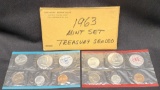 1963 US Mint Philadelphia and Denver Mint Set in Original Government Cellos