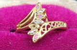 18kt gold plated diamond & Sapphire ring size 9