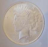 Peace silver dollar 1922 Gem BU Frosty white FRM original Roll Slab