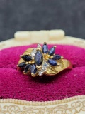 14kt gold plated Sapphire ring size 9
