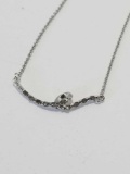 Diamond Bar Swirl Necklace with 14 Rose Cut Diamonds New