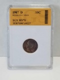 1987 D Roosevelt Dime SGS MS70 90% Silver