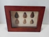 Authentic Indian Arrowheads Displayed in Shadowbox