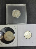 Foreign and US silver coin lot 2 dimes & 1 quarter