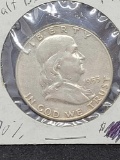Franklin silver half dollar 1955 AU BU better date