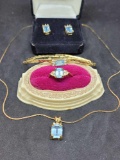 Deco jewelry lot, necklace, ring, earrings, bracelet