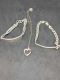 Silver lot sterling and 925 2 bracelets and a necklace