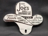 Joes Grill & Barbecue Porcelain Cowbow Hat Sign 6in Tall