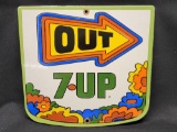 Out 7-Up Porcelain Sign 8in Tall