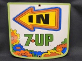 In 7-Up Porcelain Sign 8in Tall