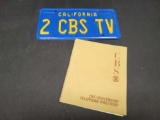 CBS/ Hollywood Telephone Directory and 2 CBS TV license plate