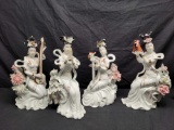 Porcelain Asian Women Playing instruments