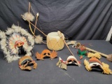 Indian pieces,Leather masks made by 