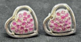 heart shape Ruby and Silver earrings beautiful jewelry