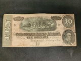 1864 $10 Confederate States of America Note