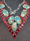 Stunning deco necklace with red stones