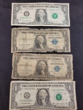Dollar bill lot 2 silver Certificate and 2 star bills