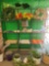Black Wrought iron Bakers rack. Metal urn artificial plants baskts