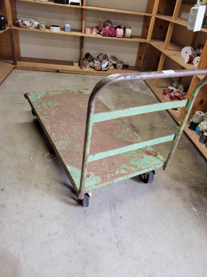 Metal flat bed push cart 52 x 60 x 30 in